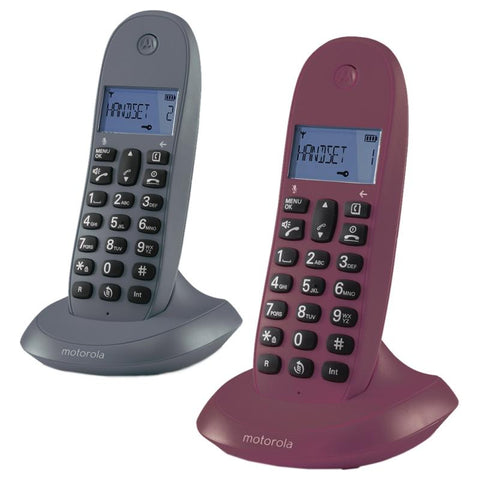 Motorola Twin Digital Cordless Home House Phone Telephone - Black, Pack of 2
