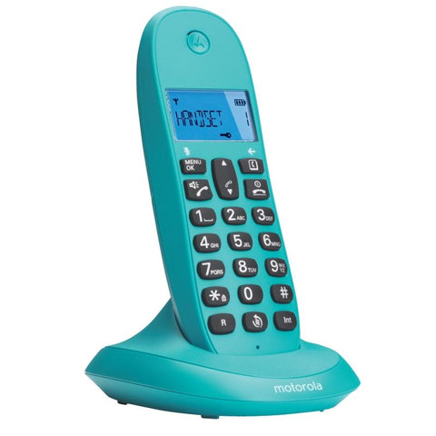 Motorola Single Digital Cordless Home House Phone Telephone - Blue, Pack of 1