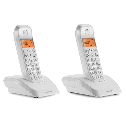 Motorola Twin Digital Cordless Home House Phone Telephone - White, Pack of 2