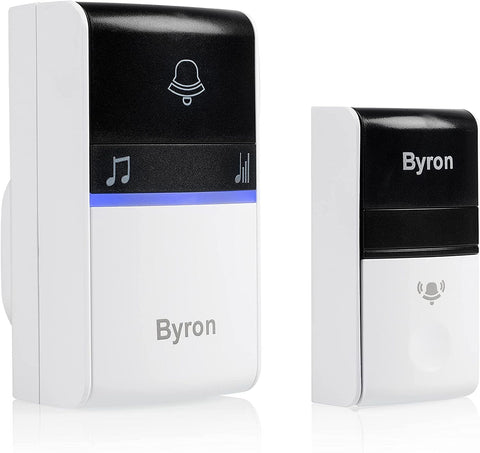 Byron Wireless Portable Doorbell Set, 100m Range, 16 Melodies White