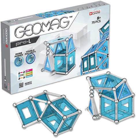Geomag PRO-L Building Set, Mixed, 75 Pieces Magnetic Sticks and Balls Building Set, Magnet Toys for STEM, Creative, Educational Construction Play, Swiss-Made Innovation