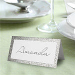 50 Silver Glitter Border Place Cards
