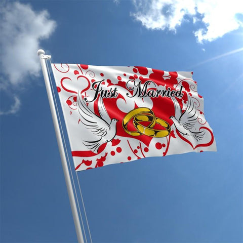 5ft by 3ft Just Married Flag