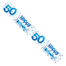 50TH Happy Birthday Holographic Banner 9ft