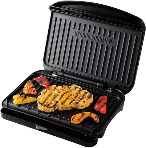 George Foreman Medium Fit Grill - Versatile Griddle, Hot Plate and Toastie Machine with Improved Non-Stick Coating and Speedy Heat Up Black