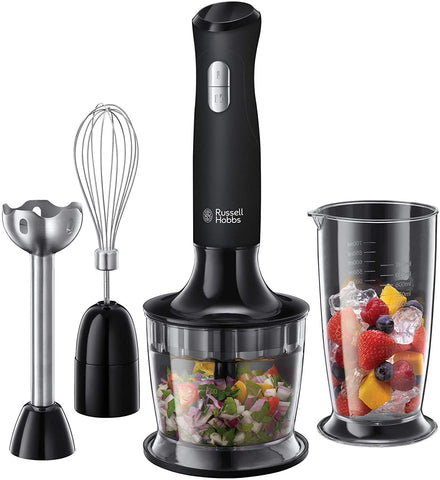 Russell Hobbs Desire 3 in 1 Hand Blender with Electric Whisk and Vegetable Chopper Attachments, Matte Black