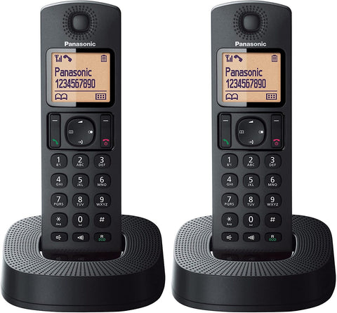 Panasonic KX-TGC312EB Digital Cordless Home House Phone with Nuisance Call Blocker - Black, Pack of 2