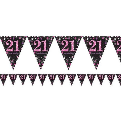 Pink Celebration Age 21 Prismatic Foil Bunting