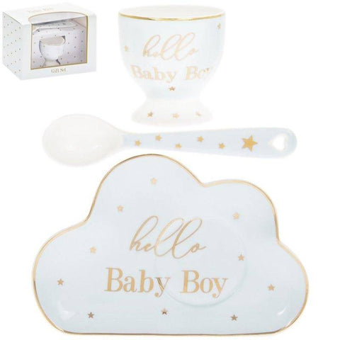 Baby Boy Egg and Spoon Gift Set