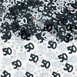 50th Birthday Black and Silver Confetti