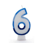 Blue Number 6 Candle