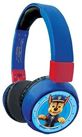 Paw Patrol 2-in-1 Bluetooth Headphones Stereo Wireless Wired, Kids Safe for Boys Girls, Foldable, Adjustable, red/Blue