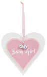 Baby Girl - Twin Heart Plaque - Pink