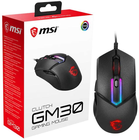MSI CLUTCH GM30 Gaming Mouse 'Dual-Zone RGB, upto 6200 DPI, 6 Programmable button, Ergonomic design, OMRON Switches, MSI Center'