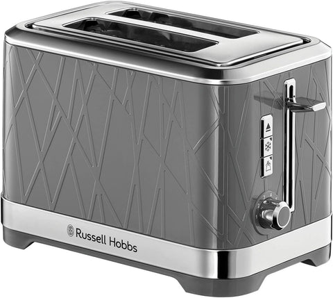 Russell Hobbs Structure Toaster, 2 Slice - Contemporary Design Featuring Lift and Look with Frozen, Cancel and Reheat Settings, Grey