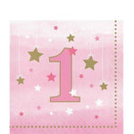 Baby's Pink 1st Birthday Twinkle Twinkle Napkins