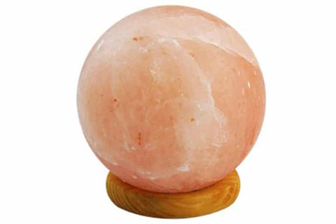 Himalayan Salt Sphere Lamp with Wooden Base