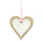 It's A Girl Double Heart Plaque