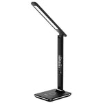 Groov-e Ares Desk LED Lamp with Wireless Charging Pad & Clock Black