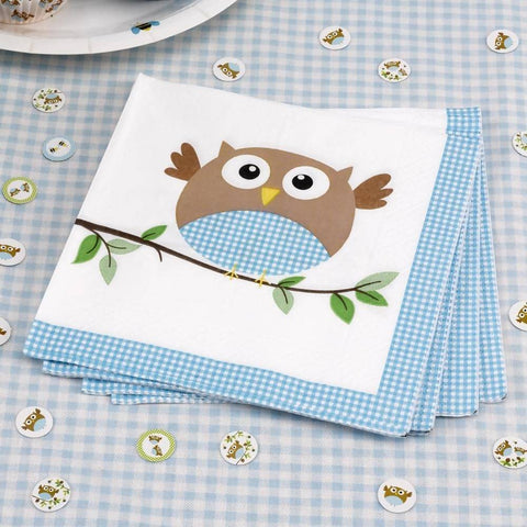 Blue Owl Party Paper Napkins 33cm