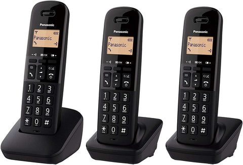 Panasonic KX-TGB613EB Big Button DECT Cordless Telephone with Nuisance Call Blocker (Triple Handset Pack) Black
