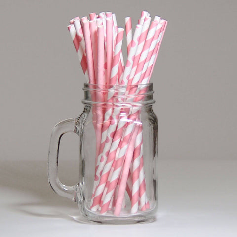Pink Assorted Drinking Paper Straws 30pc