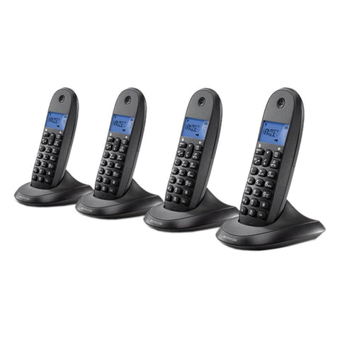 Motorola Quad Digital Cordless Home House Phone Telephone - Black, Pack of 4