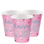 Pink Birthday Glitz Paper Cups