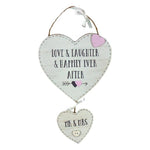 Love Story Hanging Double Hearts - 'Mr & Mrs'