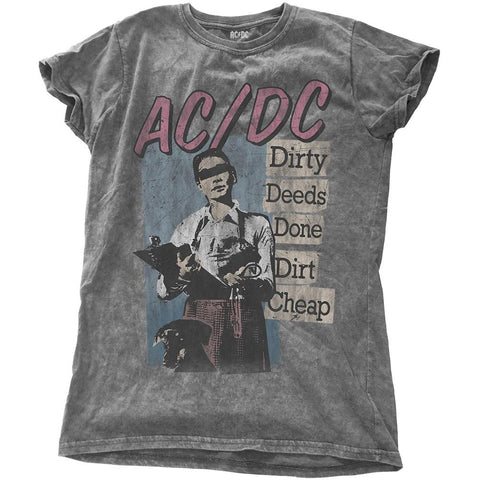 AC/DC UNISEX TEE: DIRTY DEEDS DONE DIRT CHEAP WITH SNOW WASH FINISHING