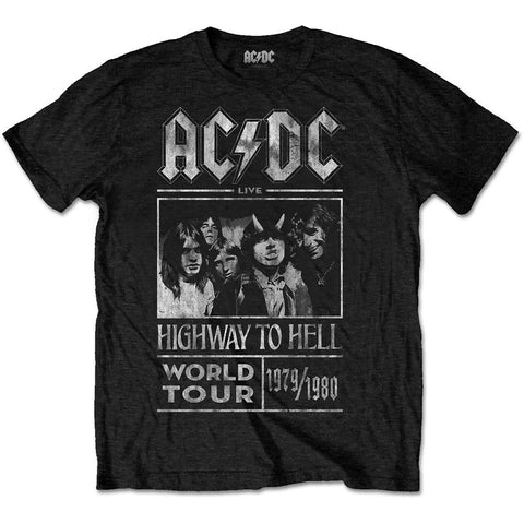 AC/DC UNISEX TEE: HIGHWAY TO HELL WORLD TOUR 1979/1980