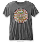 THE BEATLES UNISEX FASHION TEE: SGT PEPPER DRUM (BURN OUT)