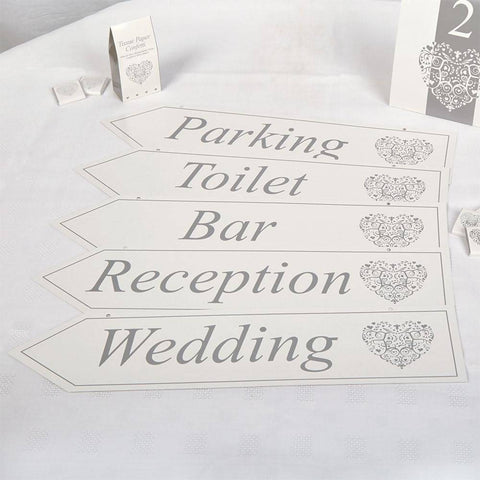 Vintage Romance White and Silver Wedding Signs