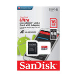 SanDisk Ultra 16GB microSDHC card Class 10, UHS-I A1 rating, SD adapter