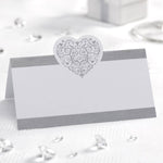 Vintage Romance Place Cards - White & Silver - Pack of 50