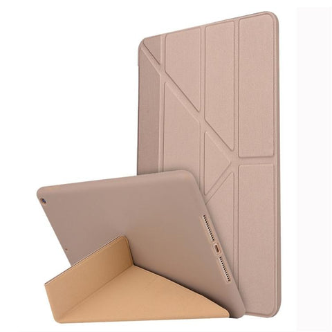 Apple iPad 7th & 8th 10.2 / Apple iPad 10.2 2020 TPU Horizontal Deformation Flip Leather Case Cover with Holder (Gold)