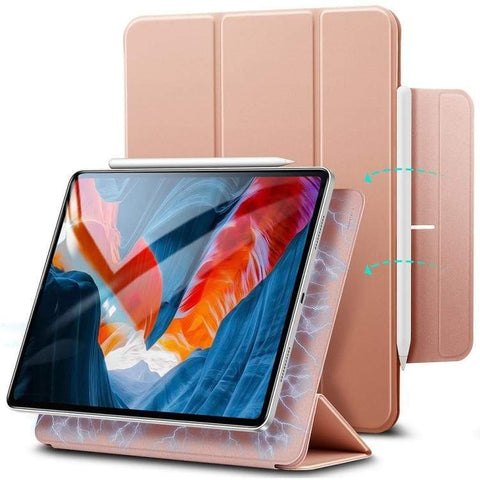 ESR Rebound Magnetic with Clasp Series PU Leather Magnetic Horizontal Flip Leather Case with Holder & Pen Slot & Sleep / Wake-up Function For iPad Pro 12.9 (2021) / (2020) (Rose Gold)