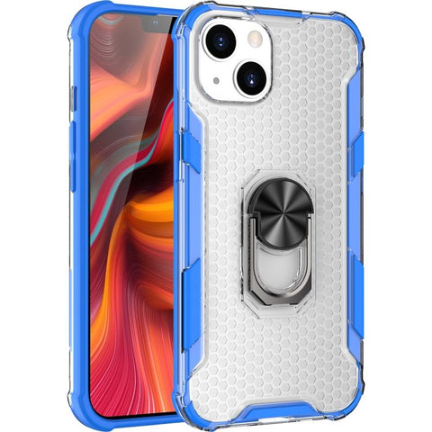 Honeycomb Shockproof Case Cover with Ring Holder Apple iPhone 13 (Blue)