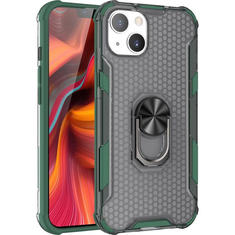 Honeycomb Shockproof Case Cover with Ring Holder Apple iPhone 13 (Green)