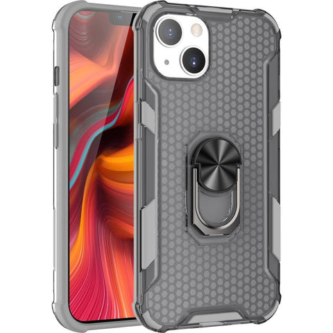 Honeycomb Shockproof Case Cover with Ring Holder Apple iPhone 13 (Grey)