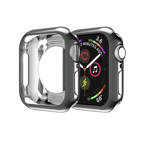 Apple Watch Series SE, 6, 5 & 4 44mm Plating TPU Round Hole Hollowing Protective Case Cover (Black)