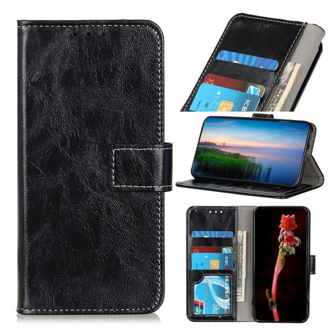 Xiaomi Redmi 9 Retro Crazy Horse Texture Horizontal Flip Leather Case with Holder & Card Slots & Wallet (Black)