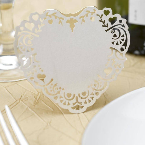 Vintage Romance Free Standing Laser Cut Place Cards - Ivory