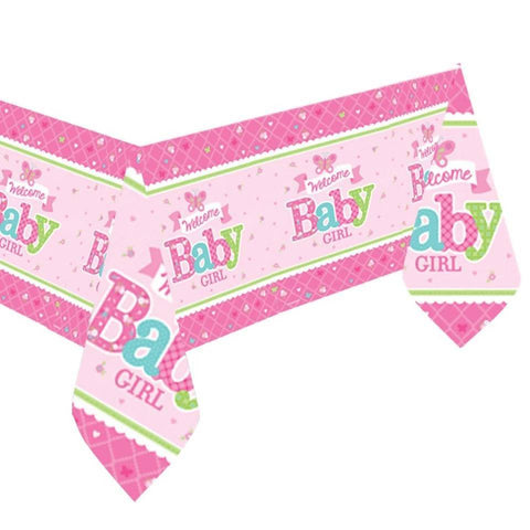 Welcome Baby Girl Pink Paper Tablecover