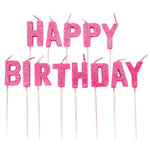 Pink Glitter 'Happy Birthday' Pick Candle