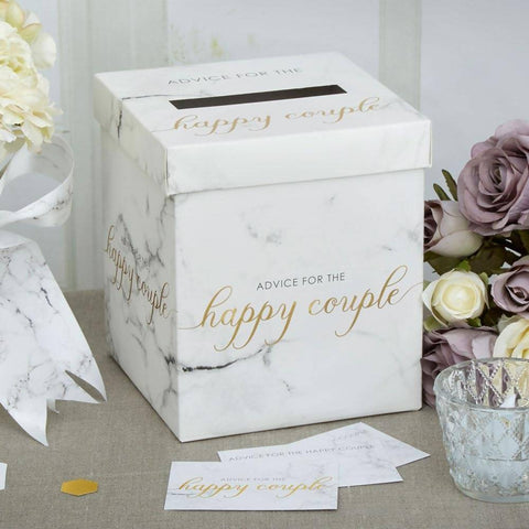 Scripted Marble Wedding Wishes Box