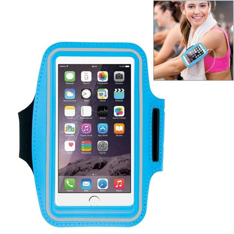 Sport Armband Case Cover with Earphone Hole & Key Pocket, Apple iPhone XS, iPhone XS Max, iPhone X, iPhone 8 Plus & 7 Plus, iPhone 6 Plus, Galaxy S9+ / S8+ / S6 / S5 (Baby Blue)