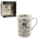 Signography Vintage Range Gift Boxed Birthday Mug - 40th Birthday