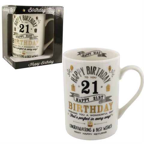 Signography Vintage Range Gift Boxed Birthday Mug - 21st Birthday