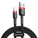 Baseus 2A 8 Pin Cafule Tough Charging Cable, Length: 3m (Red + Black) for iPhone, iPad, iPod